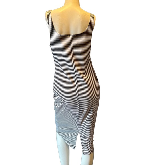zara trafaluc bodycon dress black white horizontal stripe size large - Picture 5 of 7